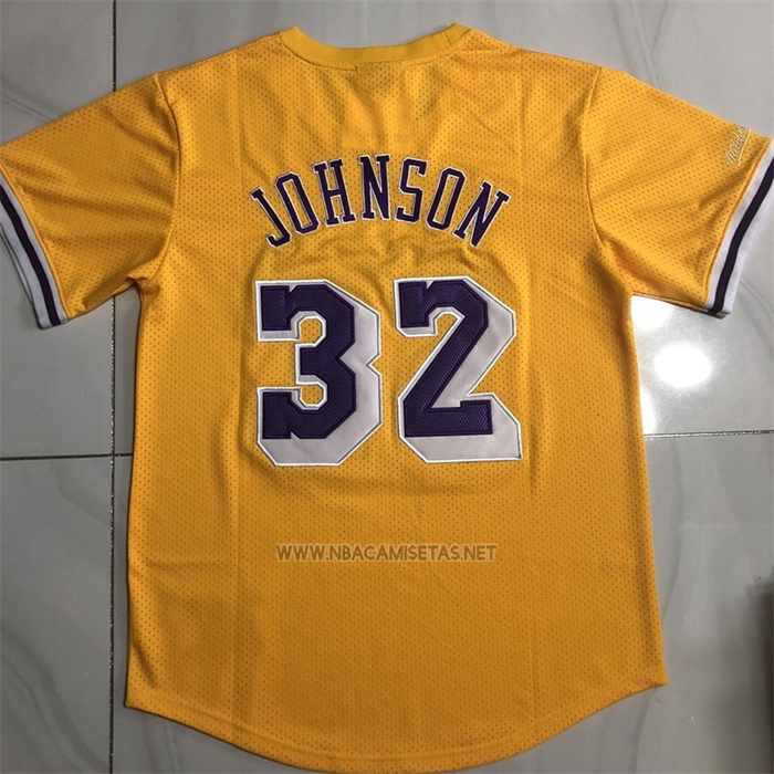Camiseta Manga Corta Los Angeles Lakers Magic Johnson NO 32 Amarillo